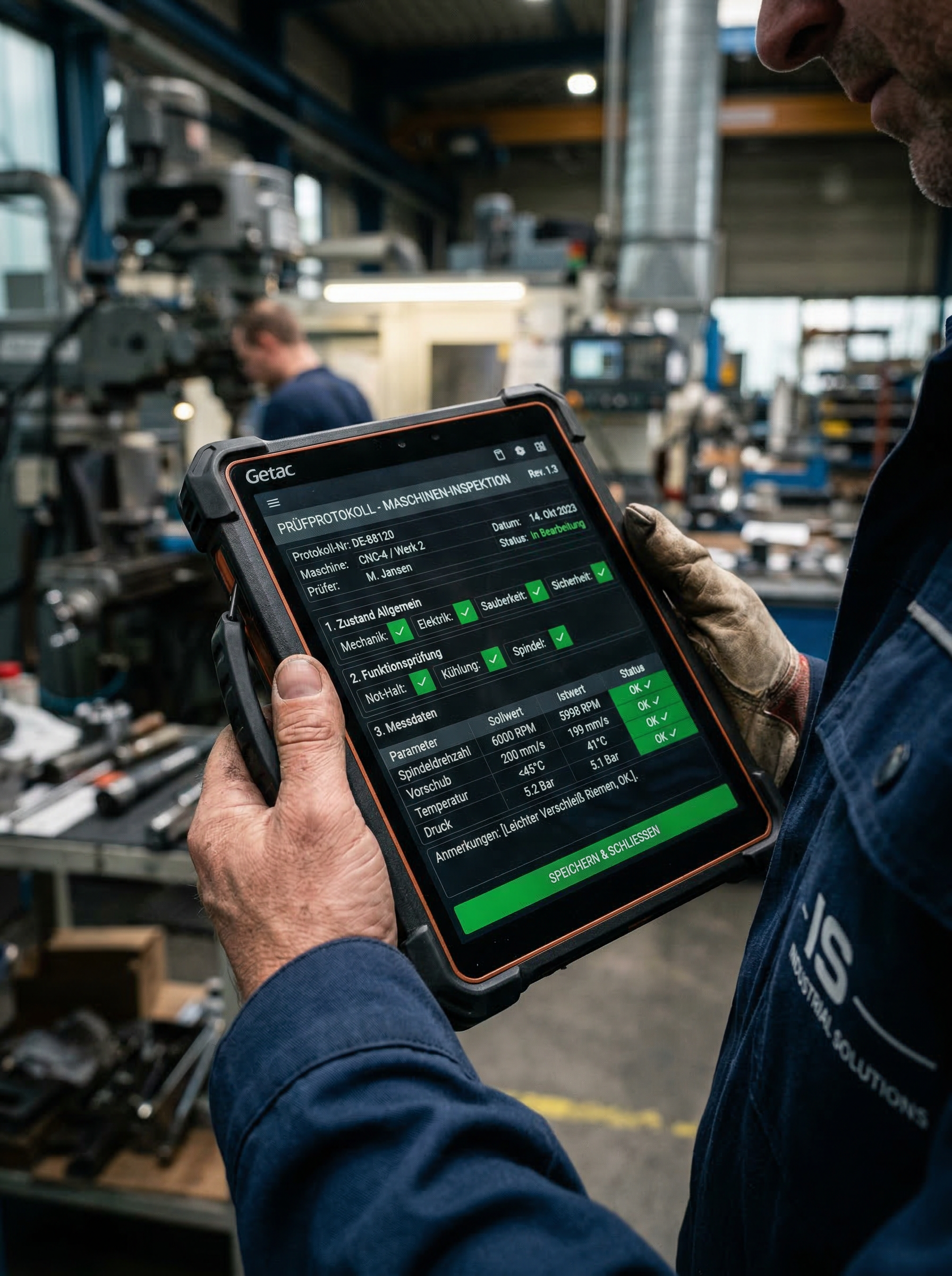 Digitales Prüfprotokoll auf einem Tablet